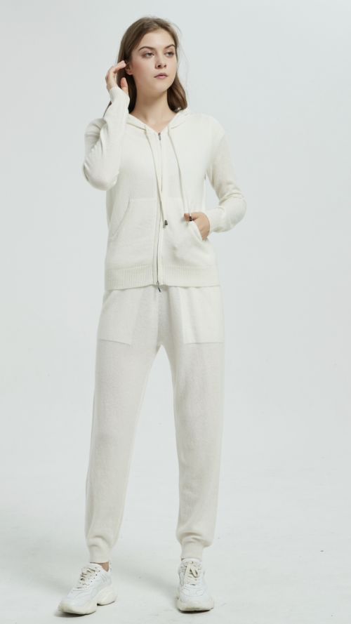 New arrival OEM design women high quality baby cashmere basic style sports wear coat and pants set