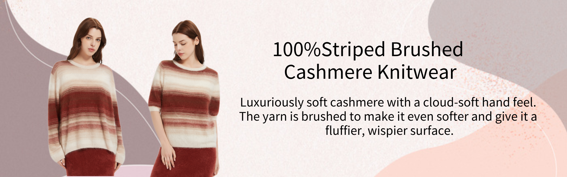 100%Stripe Brushed Cashmere Knitwear