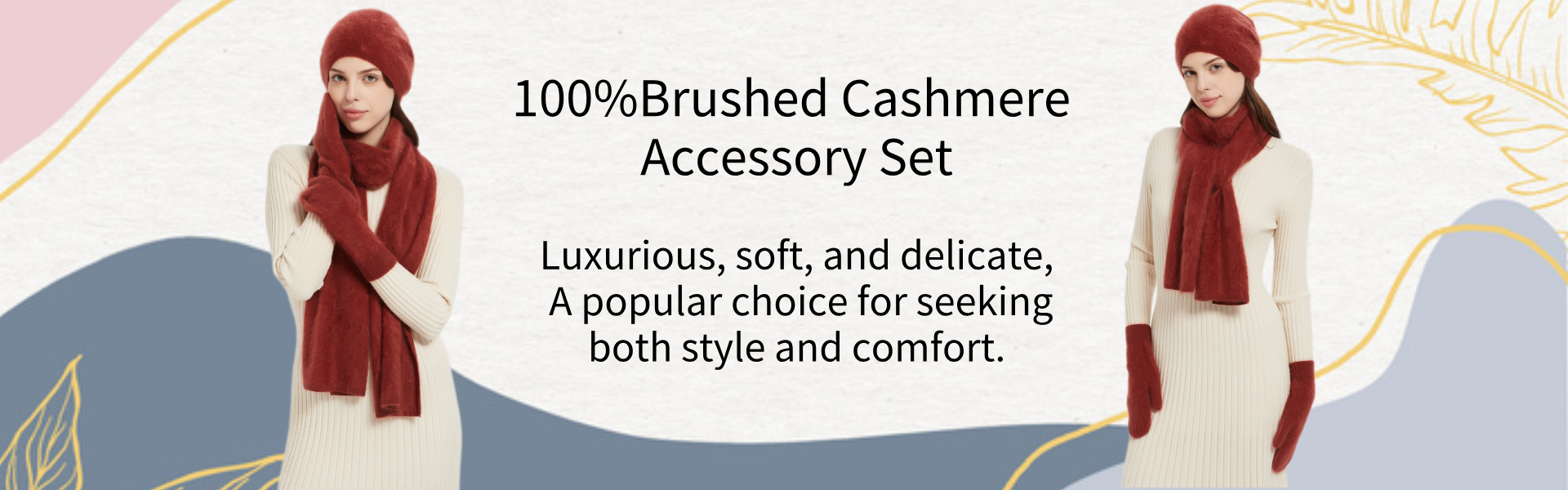 100%Brushed Cashmere Accessory Set