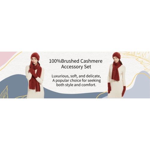 100%Brushed Cashmere Accessory Set