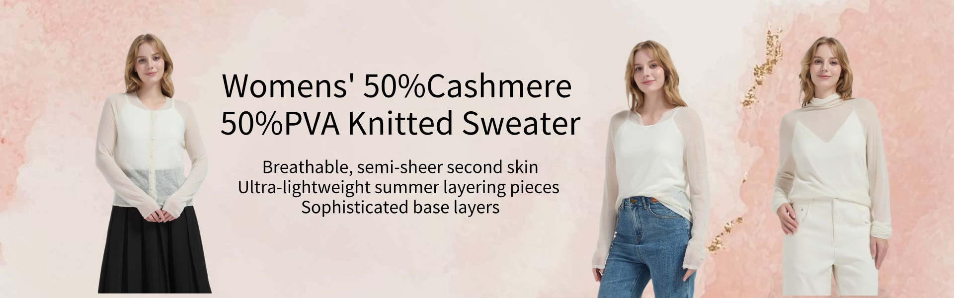Womens' 50%Cashmere 50%PVA Knitted Sweater
