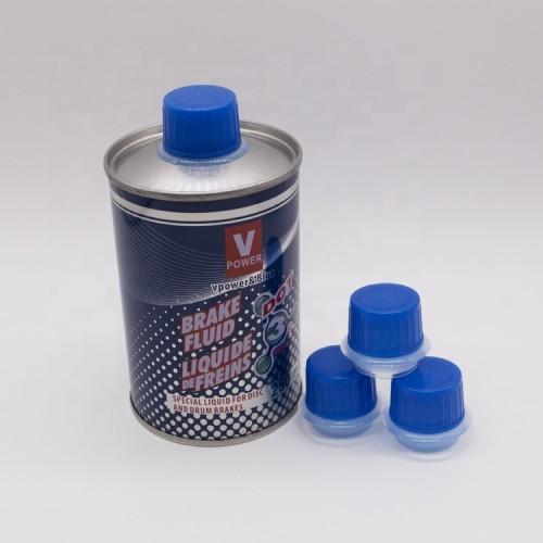 Brake fluid bottle screw flexible spout cap/metal tin round can closures