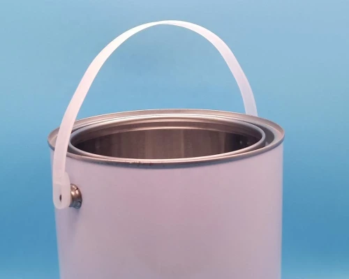 Custom molded plastic handle for 4L paint tin bucket