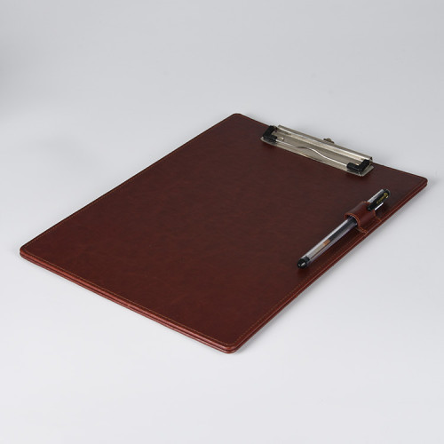 Brown PU Leder Papier Zwischenablage mit Stifthalter