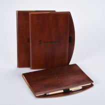 A5 Brown Leather Reusable Cover Notebook with Pen Loop