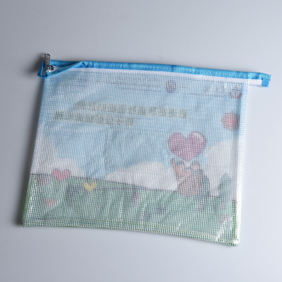 Mesh Waterproof Office File PVC Zipper Bag with Back Card Pocket
