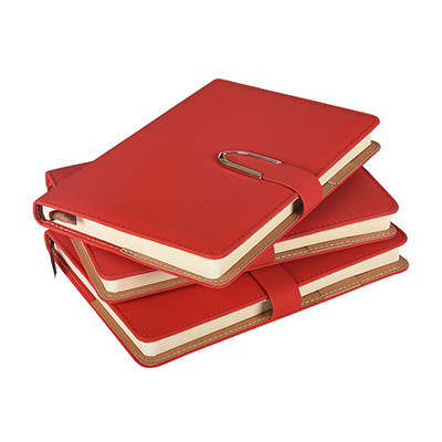 A5 Red Faux Leather Hard Cover Notebook with Magnet Closure