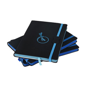 A5 Customized Logo PU Leather Notebook with Color Edge and Elastic Band