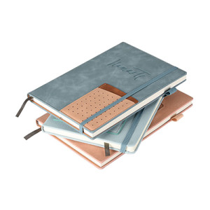 A5 PU Leather Notebook with Card Holder Slots and Elastic Band