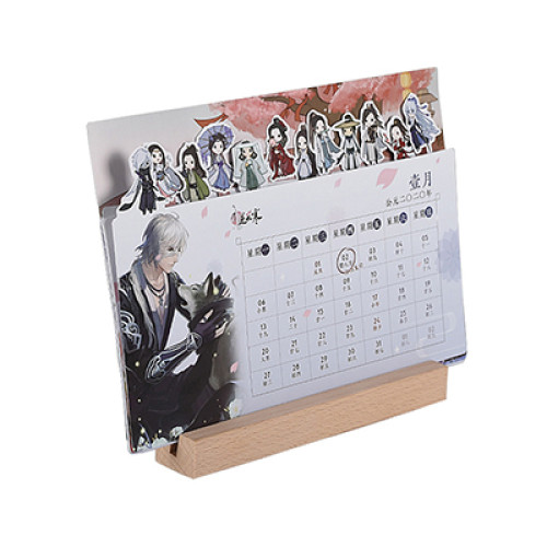 Customzized Wooden Base 2020 Table Calendar Gift Set
