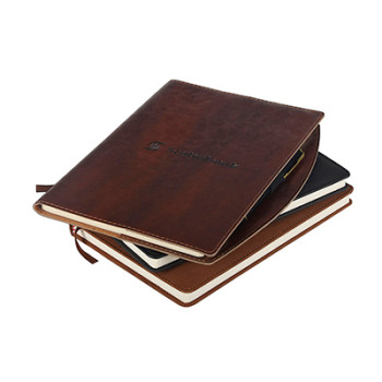 A5 Brown Leather Reusable Cover Notebook with Pen Loop