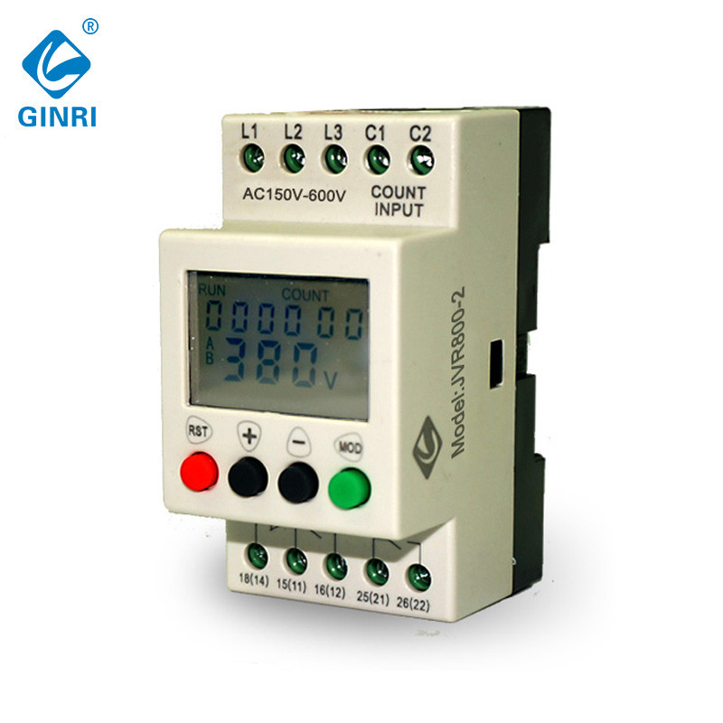 Three Phase Voltage Monitoring Relay GINRI JVR8002 LCD Display Over Under Voltage Protector