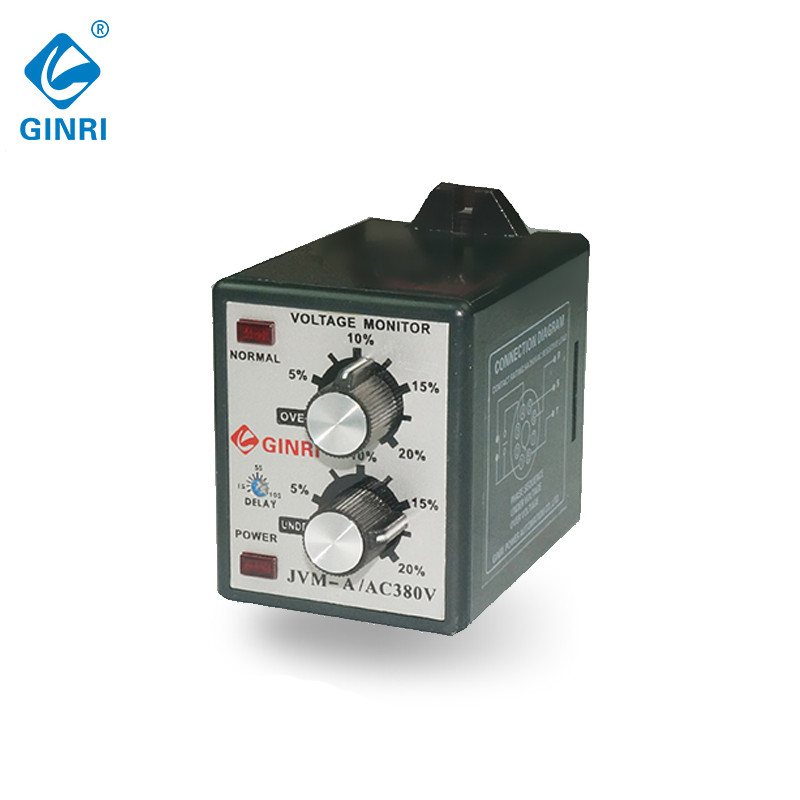 GINRI JVMA/AC380V 3 Phase OV/UV Protector Adjustable Voltage Monitoring Relay Phase Failure