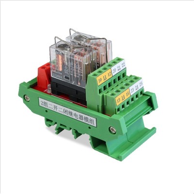 JR-2L2/DC24V Relay Module 2 Channel DPDT PLC Output Board DIN Rail Mounting