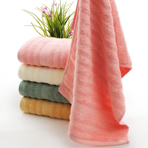Soft luxury jacquard border towel wave bamboo fiber plain colour bath towel,customizable design,cotton towel