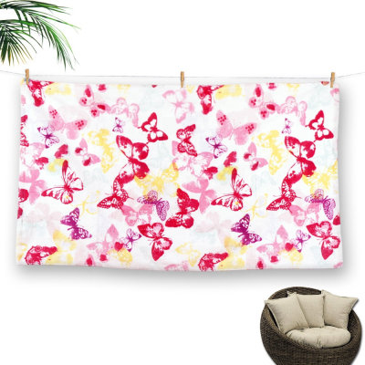 Printing colourful butterfly Bath Towel good quality velvet gift, factory supply, reusable.