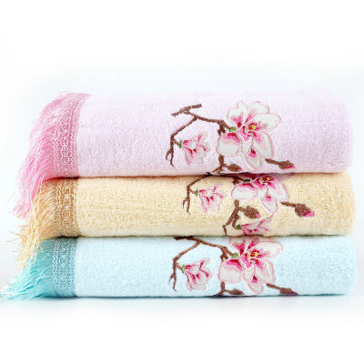 Beautiful flower pattern embroidery macrame bath towel 100% cotton, factory supply, reusable.