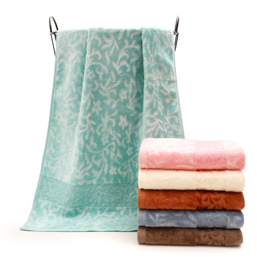 Bamboo and cotton velvet high quality jacquard towel soft and luxury light colour.