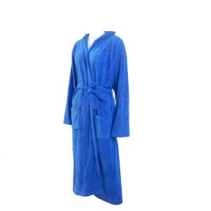 Blue microfiber adult bathrobe man quick-dry soft,factory supply, reusable.