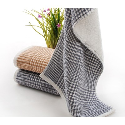 100% cotton jacquard gauze and zero twist soft dyed yarn plaid towel set,factory supply, reusable.