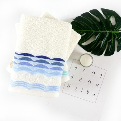 100% cotton colourful wave jacquard yarn dyed satin gear towel,factory supply, reusable.