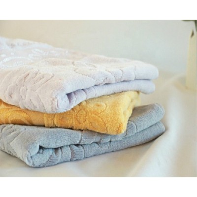 Jacquard beautiful border plain colour velvet towel 100% cotton good design,Towel with Double Border,Double Border Hotel Towel