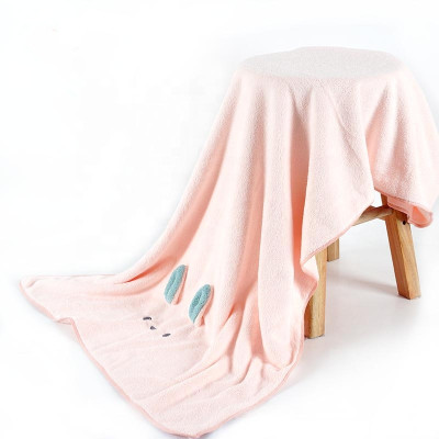 microfiber cute animal design embroidery coral fleece towel children towel Good water absorption