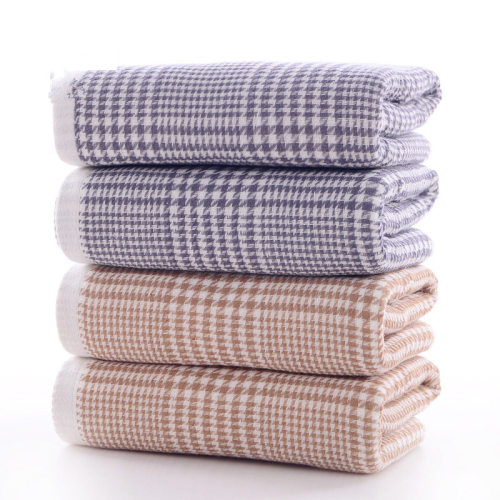 100% cotton jacquard gauze and zero twist soft dyed yarn plaid towel set,factory supply, reusable.