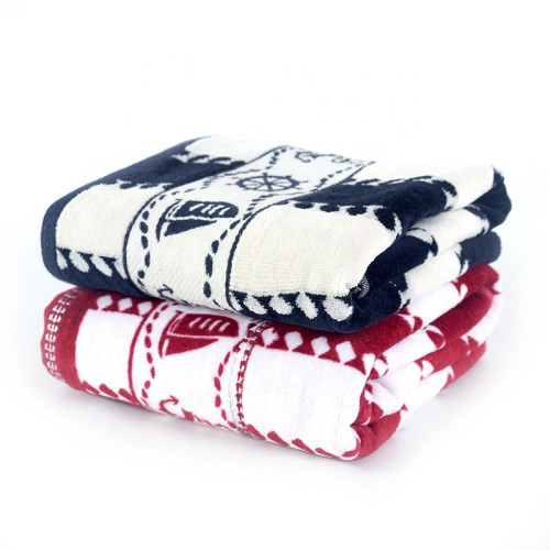Luxury 21s/2 velvet yarn dyed satin bath towel 100%cotton boat design,customizable design