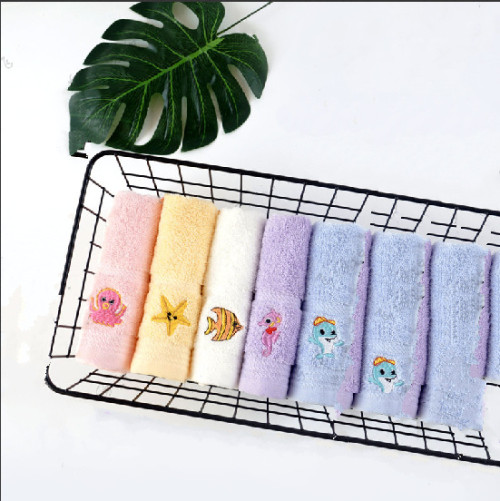 100% cotton small size children embroidery ocean animal soft towel,factory supply, reusable.