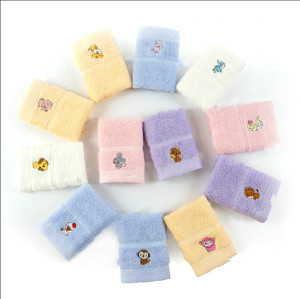 100% cotton children towel light colour soft good design with embroidery twelve chinese zodiac signs