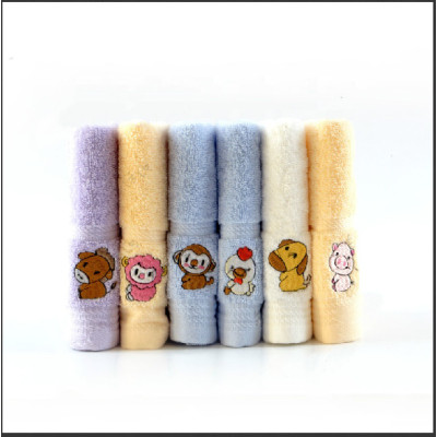 100% cotton children towel light colour soft good design with embroidery twelve chinese zodiac signs