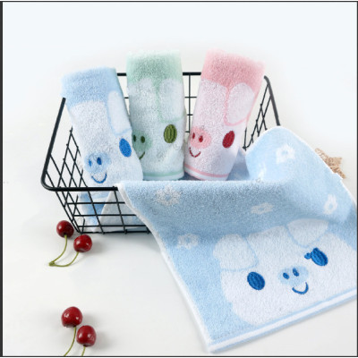 100% cotton children towel light color soft texture, embroidered pig, rabbit, bear,reusable