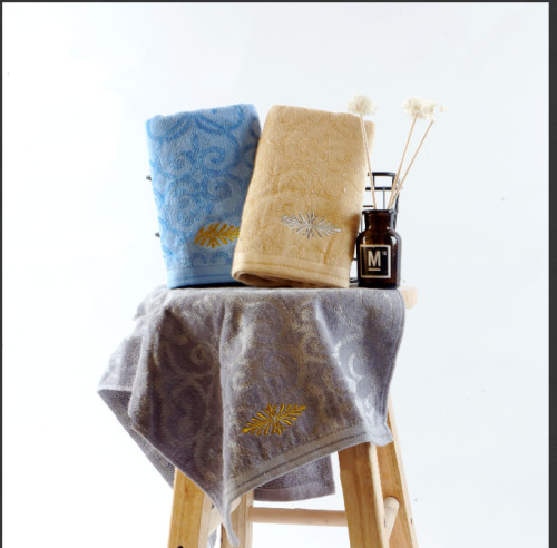 Bamboo cotton blended jacquard velvet towel set luxury embroidery,100% Cotton,reusable.