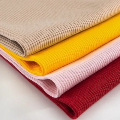 Custom Women′s Stretch Clothing Material Cloth 96% Cotton 6% Spandex Knit Solid Color 2X2 Rib Fabric