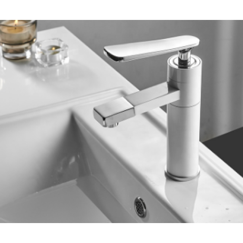 Factory price 5 years guarantee brass chrome white basin faucet