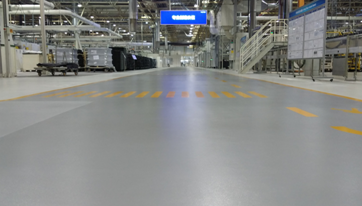 Three-component high solids aliphatic polyurethane covered floor