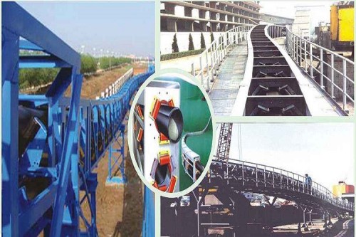 Cinta transportadora de tubos utilizada en la industria del cemento