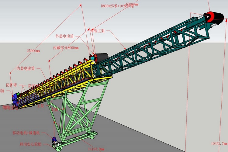 Telescopic belt outlet conveyor