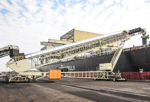High Capacity and Flexible Rail-Mounted Telescopic Ship Loader for Bukl Material Handling