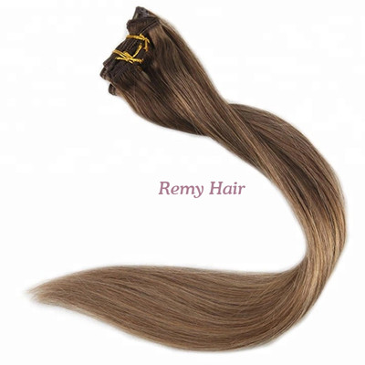 Wholesale no shedding blond human hair  clip in extensiones hair