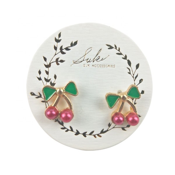 White Round Paper Earrings Earring Frame Cards Necklace Jewelry Display Cards