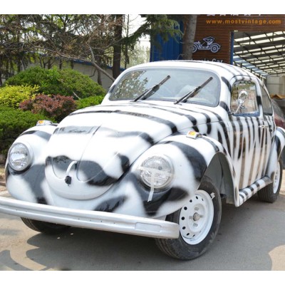 vintage food truck with zebra-stripe prints