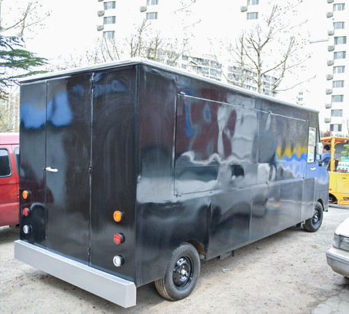 Chinese vintage food truck with dark black color