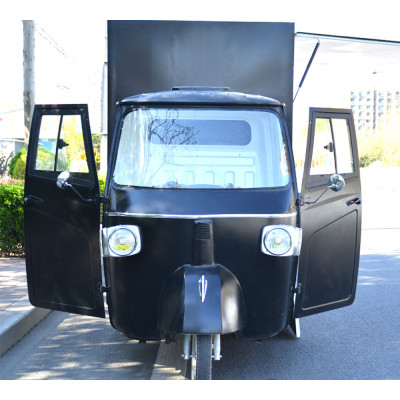 retro popular food truck classic piaggio in black