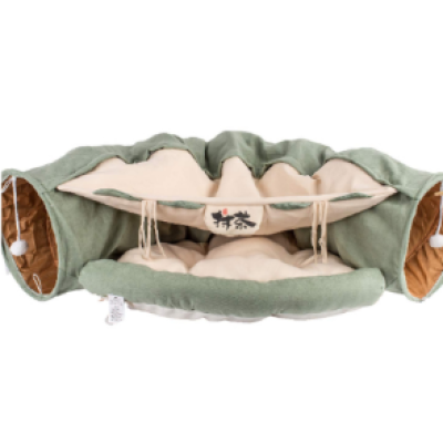 Pets Magical Cat Tunnel Bed With Mat  Pop Up Collapsible 2 Way Tube With Scratching Ball