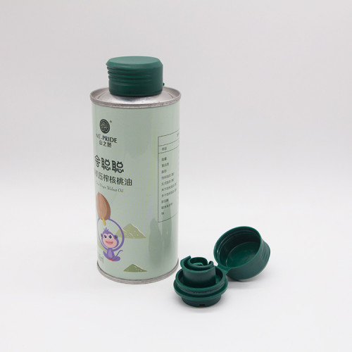 China manufacturer supply small metal printing oil can with plastic cap