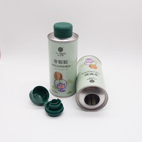China manufacture 250ml 500ml small oil can/food grade round edible cooking oil tin packaging