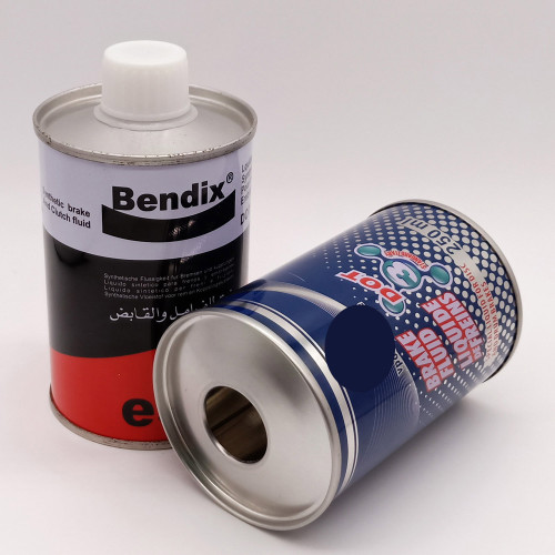 Accept CYMK printed round can with plastic cap for brake oil fluid