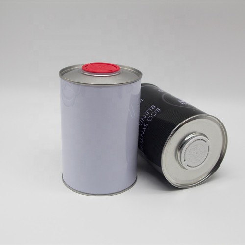 Empty tinplate round oilcan with screw top cap for motorcycle oil